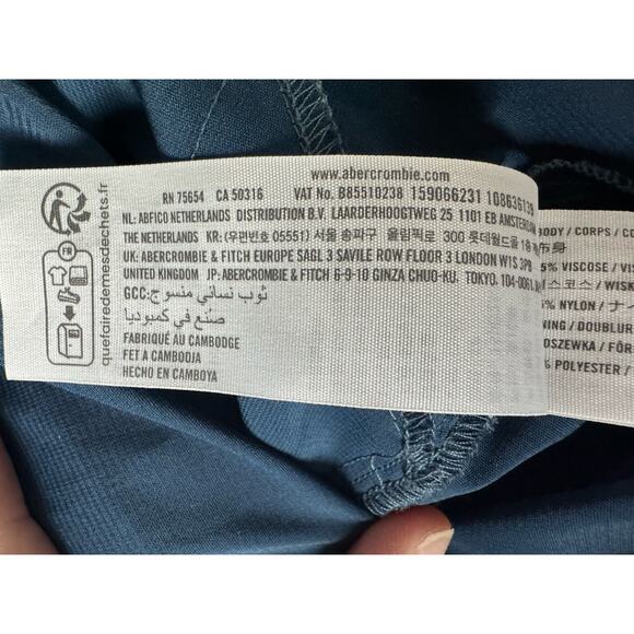 Y2K A&F Floral Midi Dress Smocked Ruffle Blue Boho Romantic Cottagecore Sz SP - Picture 8 of 11